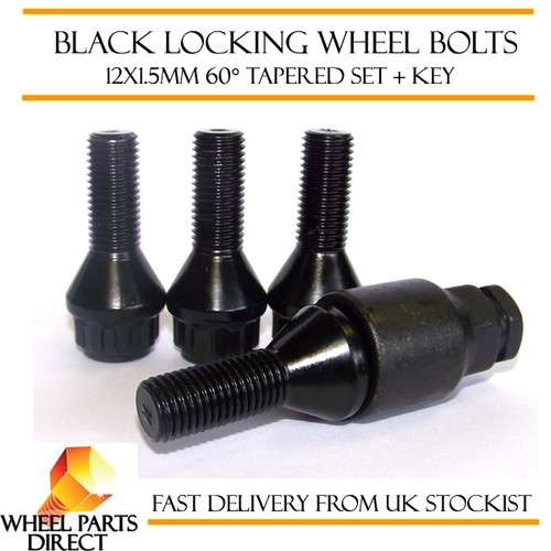 Black locking wheel bolts - locking,