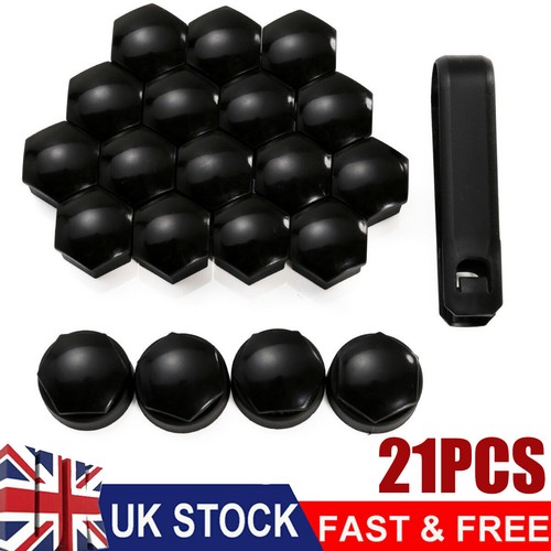 20x black wheel nut caps - black,