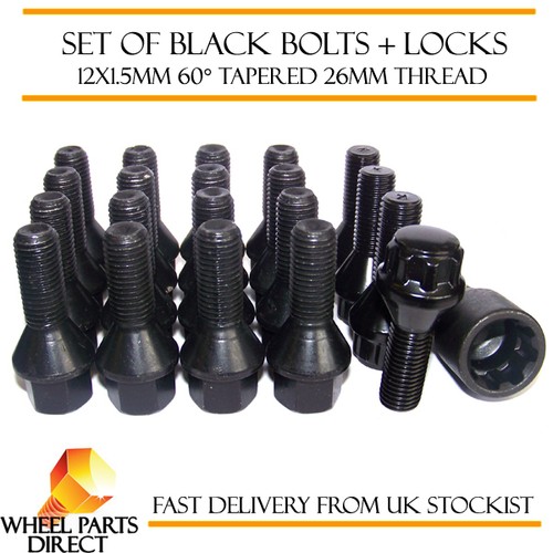 Black wheel bolts locks - black, &